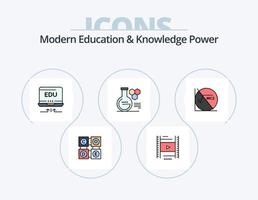 educación moderna y conocimiento paquete de iconos llenos de línea eléctrica 5 diseño de iconos. maestro. aula. física. junta. maestro vector