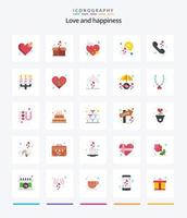 amor creativo 25 paquete de iconos planos como el amor. llamar. amar. texto. amar vector