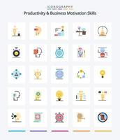 Creative Productivity And Business Motivation Skills 25 Flat icon pack  Such As place. desk. mental. comfort. trophy vector