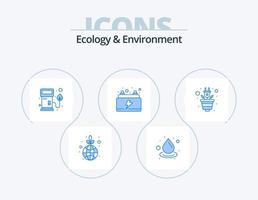 Ecology And Environment Blue Icon Pack 5 Icon Design. nature. power. nozzle. energy. car vector