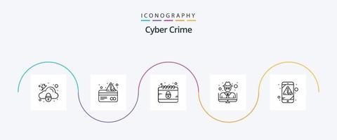 Cyber Crime Line 5 Icon Pack Including error. crime. calendar. thief. hacker vector