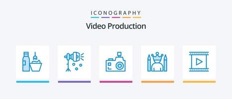 Video Production Blue 5 Icon Pack Including star. celebrity. spotlight. photography. flash photography. Creative Icons Design vector