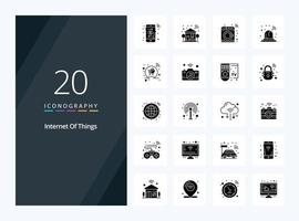 20 Internet Of Things Solid Glyph icon for presentation vector