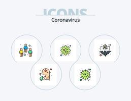 Coronavirus Line Filled Icon Pack 5 Icon Design. bacteria. shield. flu. medical. protection vector