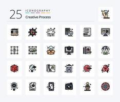 Creative Process 25 Line Filled icon pack including process. modeling. coffee. process. file vector