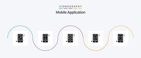 paquete de iconos de glifo 5 de aplicaciones móviles que incluye la aplicación. Mensajería instantánea. aplicación charlar. aplicación vector