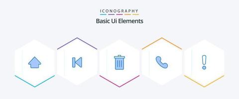Basic Ui Elements 25 Blue icon pack including alert. telephone. basket. mobile. trash vector