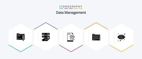 Data Management 25 Glyph icon pack including files . backup . share . server vector