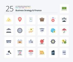 Business Strategy And Finance 25 Flat Color icon pack including star. business. money. briefcase. shopping vector