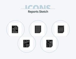 informes sketch glyph icon pack 5 diseño de iconos. página. datos. página. informe. página vector