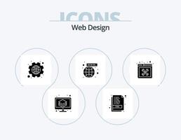 Web Design Glyph Icon Pack 5 Icon Design. design. repair. cog. web. connection vector