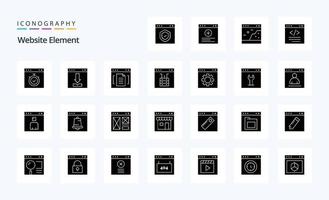 25 Website Element Solid Glyph icon pack vector