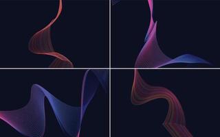 Enhance your presentation with this set of 4 geometric wave backgrounds vector