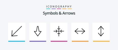 paquete de iconos de línea 5 de símbolos y flechas que incluye . abajo. escala. flecha. diseño de iconos creativos vector