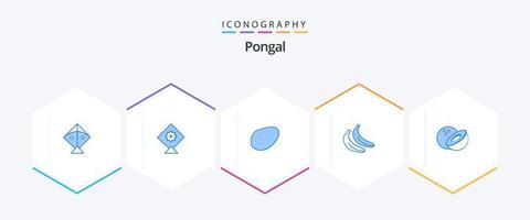 Pongal 25 Blue icon pack including . banana. food vector