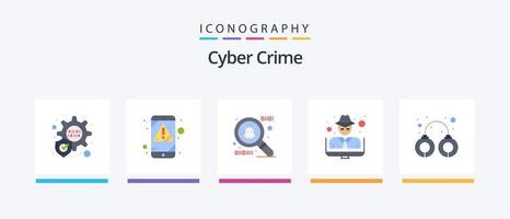 Cyber Crime Flat 5 Icon Pack Including . arrest. hacker. police. criminal. Creative Icons Design vector