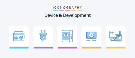 paquete de iconos azul 5 de dispositivo y desarrollo que incluye monitor. alto. móvil. vocero. música. diseño de iconos creativos vector