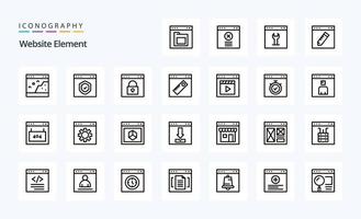 25 Website Element Line icon pack vector