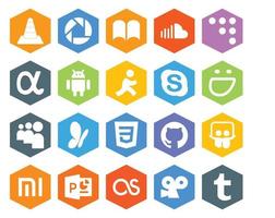 20 Social Media Icon Pack Including css myspace coderwall smugmug skype vector