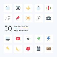 20 Basic Ui Elements Flat Color icon Pack like power mouse app pin mobile vector