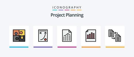 Project Planing Line Filled 5 Icon Pack Including setting. laptop. screen. configure. planning. Creative Icons Design vector