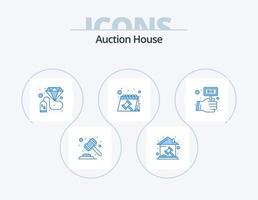 Auction Blue Icon Pack 5 Icon Design. bid. calendar. property. appointment. investment vector