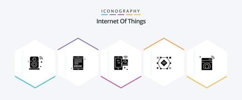 Internet Of Things 25 Glyph icon pack including wifi. record. image. iot. wifi vector