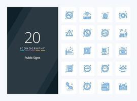 20 Public Signs Blue Color icon for presentation vector