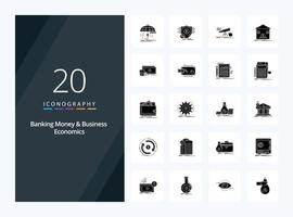 20 Banking Money And Business Economics Solid Glyph icon for presentation vector