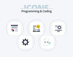 Programming And Coding Flat Icon Pack 5 Icon Design. develop. bad. document. webpage. development vector