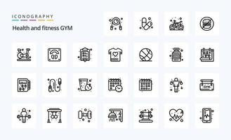 paquete de iconos de 25 líneas de gimnasio vector
