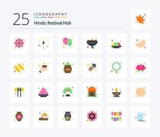 Holi 25 Flat Color icon pack including holi. hinduism. decoration. hindu. beliefs vector