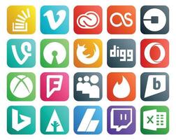 20 Social Media Icon Pack Including digg firefox adobe open source driver vector