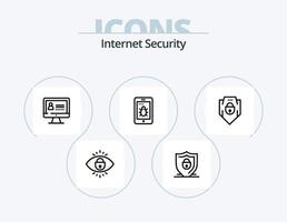 Internet Security Line Icon Pack 5 Icon Design. security. security. data. message. mail vector