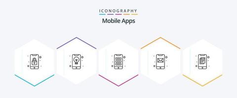 Mobile Apps 25 Line icon pack including mobile. app. idea. mobile. interaction vector