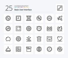 Basic 25 Line icon pack including share. export. waiting. ui. basic vector