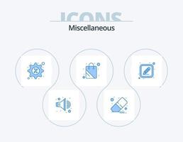 Miscellaneous Blue Icon Pack 5 Icon Design. pen. discount. shopping. bag vector