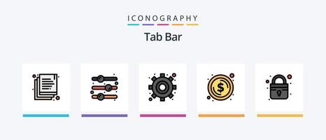 Tab Bar Line Filled 5 Icon Pack Including . solution. shield. puzzle. money. Creative Icons Design vector