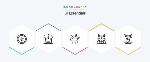 paquete de iconos de 25 líneas de ui essentials que incluye ui. filtrar. clima. navegador. tiempo vector