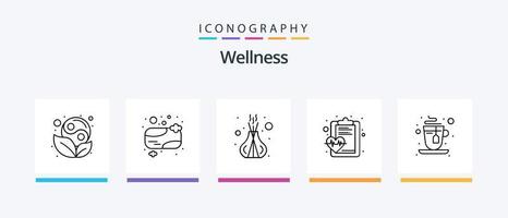 paquete de iconos de la línea de bienestar 5 que incluye zapatillas. calzado. rama. médico. salud. diseño de iconos creativos vector