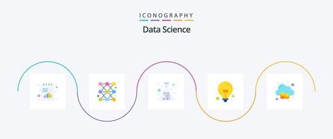Data Science Flat 5 Icon Pack Including ideas. lamp. line. bulb. code vector