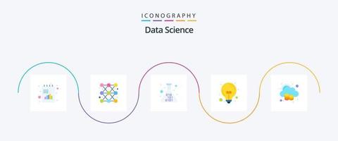 paquete de iconos de data science flat 5 que incluye ideas. lámpara. línea. bulbo. código vector