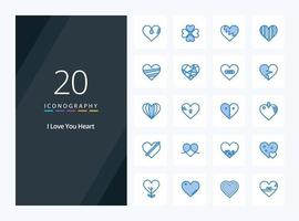 20 Heart Blue Color icon for presentation vector