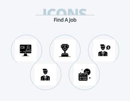 Find A Job Glyph Icon Pack 5 Icon Design. cup. worker. time. job. internet vector