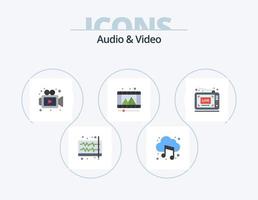 Audio And Video Flat Icon Pack 5 Icon Design. live. reel. sound. video. play vector