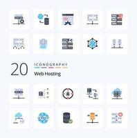 20 Web Hosting Flat Color icon Pack like server connection database network share server hosting vector