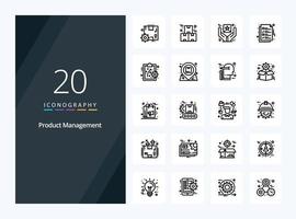 20 Product Management Outline icon for presentation vector