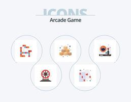 Arcade Flat Icon Pack 5 Icon Design. wheel. play. tetris. game. box vector