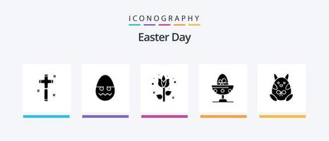 Easter Glyph 5 Icon Pack Including chicken. egg. decoration. easter. boiled. Creative Icons Design vector