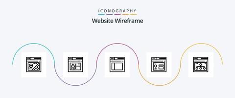 Website Wireframe Line 5 Icon Pack Including page. page. page. internet. browser vector